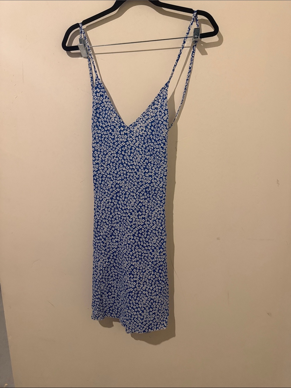 Shein Royal Blue Daisy Floral Print V-Neck Cami Mini Dress Size Large
